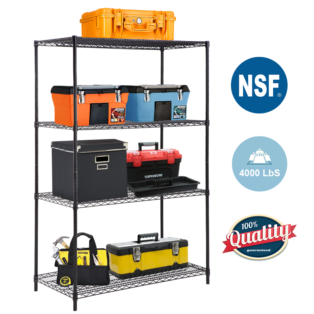 Zinc BestOffice 4-Tier Wire Shelving Unit Steel Large Metal Shelf Organizer Garage Storage Shelves Heavy Duty NSF Certified Commercial Grade Height Adjustable Metal Rack 4000 LBS Capacity Zinc BestOffice 4-Tier Wire Shelving Unit Steel Large Metal Shelf Organizer Garage Storage Shelves Heavy Duty NSF Certified Commercial Grade Height Adjustable Metal Rack 4000 LBS Capacity